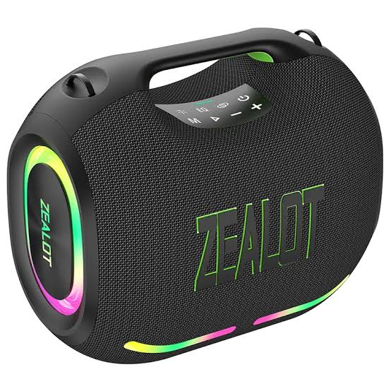 Zealot ZE01 120W Bluetooth Speaker with powerful bass and LED light accents.